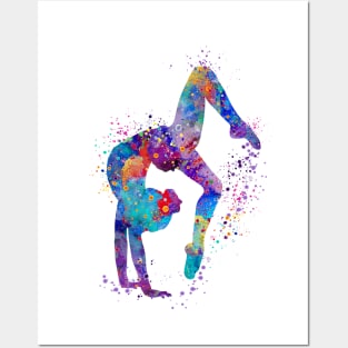 Gymnastics Tumbling Watercolor Sports Posters and Art